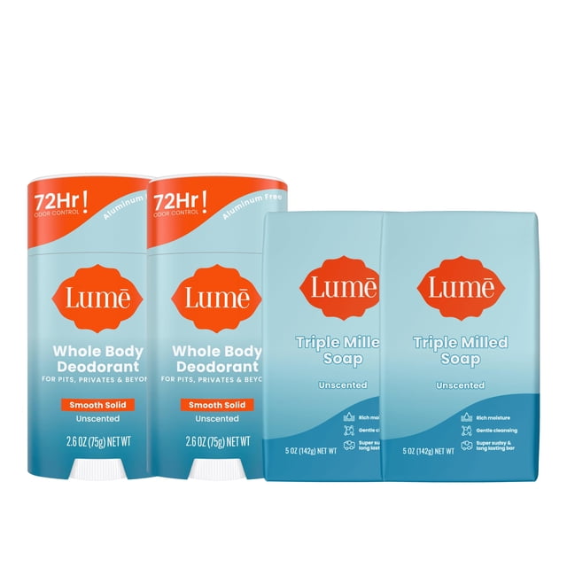 Paquete de desodorante y jabón Lume para todo el cuerpo, 75 ml, 72 horas, olor
