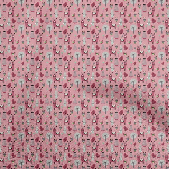 oneOone Cotton Cambric Pink Fabric Kids Fabric For Sewing Printed Craft Fabric By The Yard 56 Inch Wide