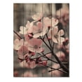 thumbnail image 3 of Designart "Pink Grey Dogwood Photo landscape" Floral & Botanical Print on Natural Pine Wood, 3 of 5