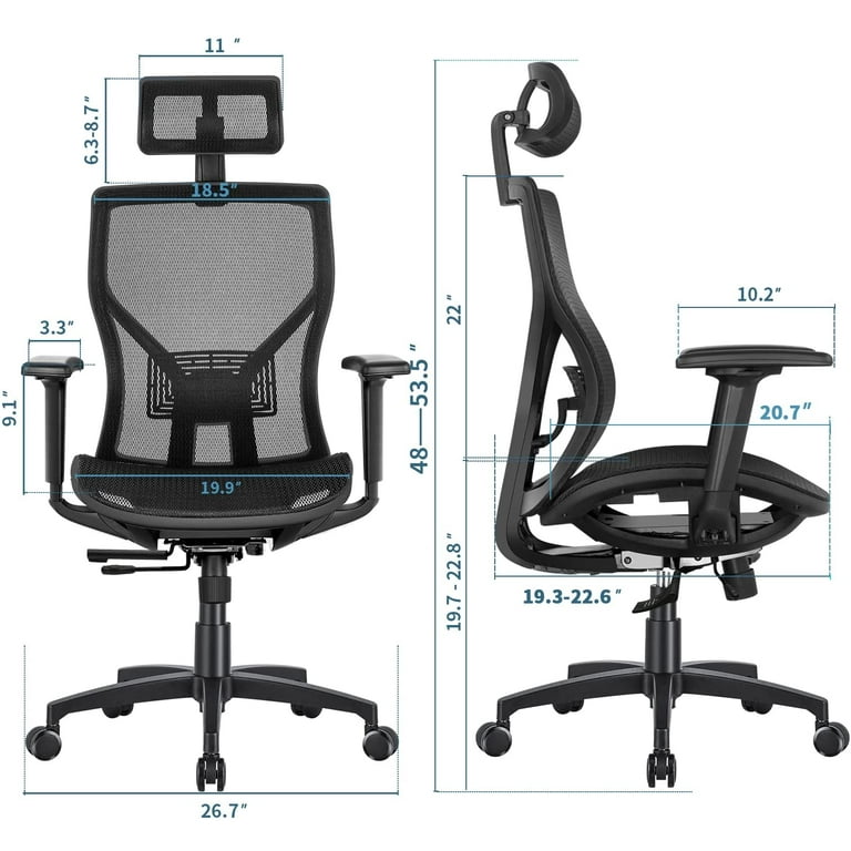 Glide Ergonomic Mesh Office Chair with Headrest and Lumbar Support