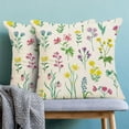 thumbnail image 3 of Watercolor Floral Throw Pillow Covers 18x18 Inch Set of 2, Spring Wildflower Plant Decorative Pillow Covers Farmhouse Linen Vintage Cushion Case for Sofa Couch Outdoor, 3 of 10