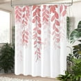 thumbnail image 2 of Long Shower Curtain 72 x 78, Tall Pink Eucalyptus Fabric Shower Curtain, Watercolor Leaves on The Top Floral Botanical Decorative Bathroom Shower Curtain Set with Hooks, 2 of 6