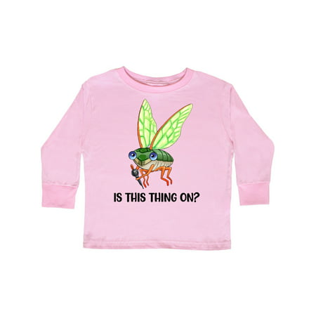 

Inktastic Is This Thing On Cute Cicada with Microphone Gift Toddler Boy or Toddler Girl Long Sleeve T-Shirt