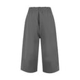thumbnail image 5 of Zedker Fashion Wide Leg forWomen Elastic Waist Casual Palazzo Capri Culottes Pants Soft Knit Cropped Pants Gray XL, 5 of 10