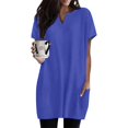 thumbnail image 2 of Duoif Womens Tops Women'S Casual V Neck Short Sleeve Dress Loose Fit T Shirt Dress with Pockets Blue M, 2 of 9