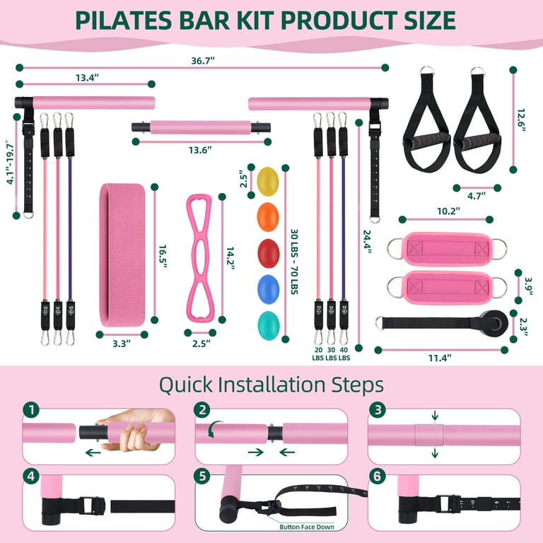  Pilates Bar Kit with Resistance Bands, Multifunctional Yoga Pilates  Bar with Heavy-Duty Metal Adjustment Buckle, Portable Home Gym Pilates  Resistance Bar for Women Full Body Workouts(20-150LBS)-Blue : Sports &  Outdoors