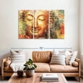 thumbnail image 2 of Elephant Stock Statue Of Buddha Wall Art - Horizontal Multi Panel Canvas - Living Room Wall Decor - People Multi Panel - Gray And Yellow Decor - 57" x 36", 2 of 8