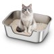 thumbnail image 1 of Caja de arena para gatos Qiuma de acero inoxidable con entrada baja 44 x 35 x 15 cm, 1 of 6