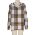 thumbnail image 4 of Womens Fall Clothes, Long Sleeve Pullover for Women Fashion Warm Fleece Plaid Printed V Neck Sweaters with Buttons, 4 of 6