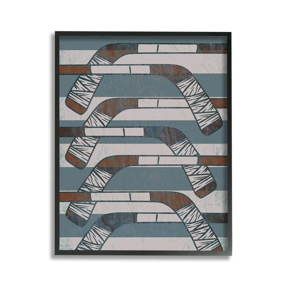 Stupell Industries Crossed Hockey Sticks Sports Painting Black Framed Art Print Wall Art, 11 x 14