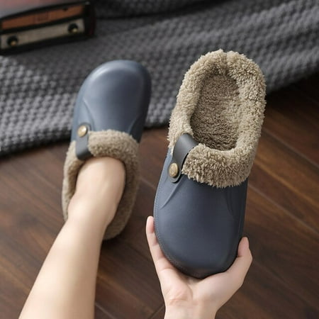 

CoCopeaunt Women Autumn Winter Warm Slippers Soft Waterproof EVA Plush Men House Slippers Female Clogs Couples Home Indoor Fuzzy Shoes