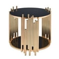 thumbnail image 3 of ACME Tanquin Round Glass Top End Table in Black Glass and Gold, 3 of 5