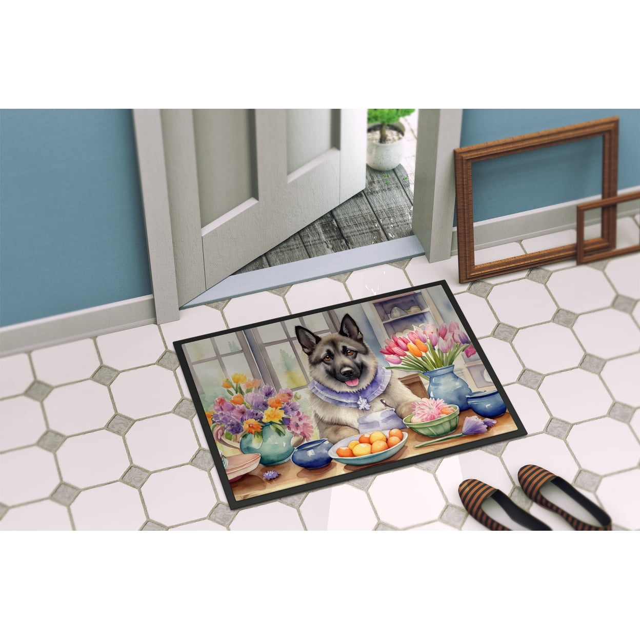 Decorating Easter Norwegian Elkhound Doormat 27 in x 18 in