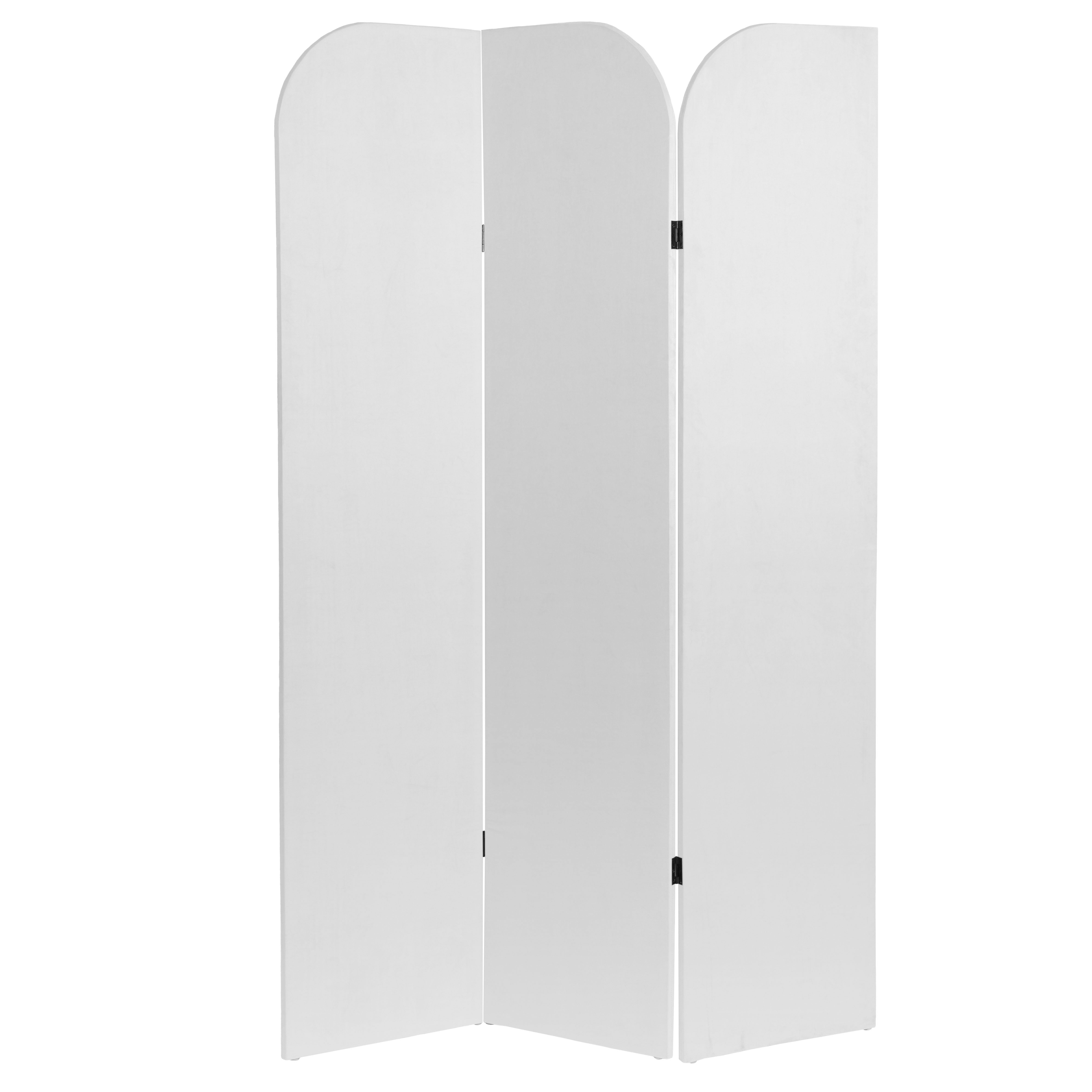 6 ft. Modern Arch Velvet Room Divider White 3 Panel