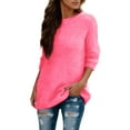 thumbnail image 2 of JIAYUE Women Sweaters Soft Warm Pullover Solid Color Round Neck Loose Fit For Women Trendy Seasonal Wear, 2 of 5