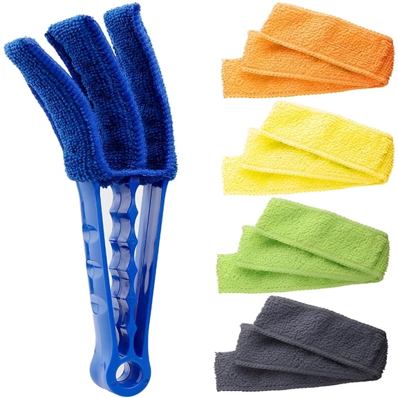 ACDANC Window Blind Cleaner Duster Brush with 5 Microfiber Sleeves, Washable Reusable Shutters Tool for AC Vents Fans Shelves