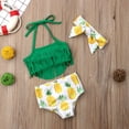 thumbnail image 2 of Diconna Ensemble Bikini 3 Pcs pour Filles, Hauts à Franges + Bas Ananas + Bandeau, 2 of 7