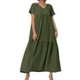 thumbnail image 1 of V Neck Irregular Hem Maxi Dress For Women Spring Summer Color Styles In Various Sizes, 1 of 5