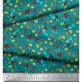 thumbnail image 3 of Soimoi Rayon Crepe Fabric Fish,Mermaid & Starfish Ocean Printed Fabric 1 Yard 46 Inch Wide, 3 of 3
