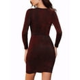 thumbnail image 3 of MODA NOVA Women's Plus Dress V Neck Long Sleeve Above Knee Dresses XS Red, 3 of 7