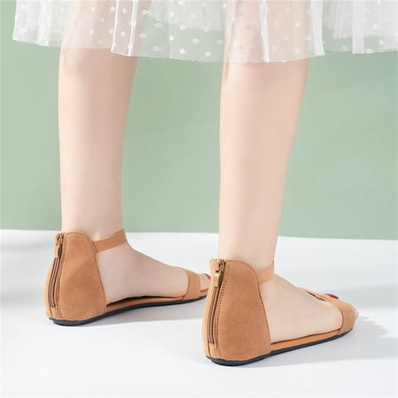 

Slippers For Women Fashion Spring And Summer Women Sandals Flat Heel Round Toe Light Breathable Large Size Slippers Pu Brown 39