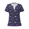 thumbnail image 3 of Zufioo Cute Shark for Women's Deep V-neck Short-sleeved T-shirt, Top with Short Sleeves - with Stainless Steel Buckle, Moisture Wicking, Ideal Home Wear-Medium, 3 of 9