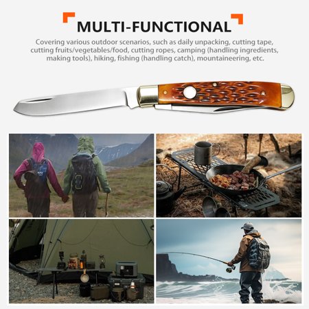 Artisanal Hand Forged EDC Utility Pocket Knife Polished Textured Cow Bone Handle Compact Portable Outdoor Tool for Camping BBQ Fishing Backpacking Hiking Mountaineering Vintage Keepsake Gift for