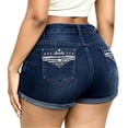 thumbnail image 6 of QERINTE Womens Plus Size High Waisted Shorts Stretchy Embroidery Summer Blue Denim Shorts, 6 of 6