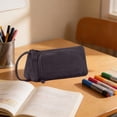 thumbnail image 4 of Large Capacity Pencil Case 8.2 Inch, Multi Compartment Zipper Pen Pouch for Office Supplies Art Tools Stationery, Black, 4 of 7
