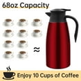 thumbnail image 6 of Tidymend 68oz Thermal Coffee Carafe, Stainless Steel Vacuum Insulated Coffee Thermos for Hot and Cold Beverage (Red）, 6 of 8