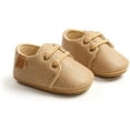 thumbnail image 3 of Baby Boys Girls Shoes Lace Up Leather Infant Sneakers Non Slip Rubber Sole Newborn Loafers Toddler First Walker Crib Shoes, 3 of 6