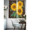 thumbnail image 4 of Vintage Sunflower Sheer Curtains for Living Room Bedroom, Yellow Floral Butterfly Farm Wood Grain Light Filtering Sheer Curtains, Rod Pocket Voile Window Drapes, 2 Panels Set 52"x 63", 4 of 7