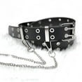 thumbnail image 6 of Fairnull Men Belt Solid Hip-hop Style Punk Double-breasted Buckle Belt for Jeans, 6 of 8
