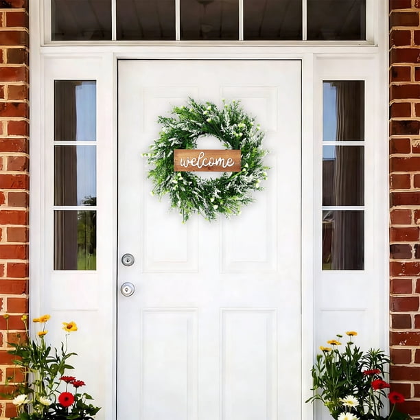 CREATITOY Lavender Welcome Wreath Door Hanging Decor for Indoor Outdoor Home