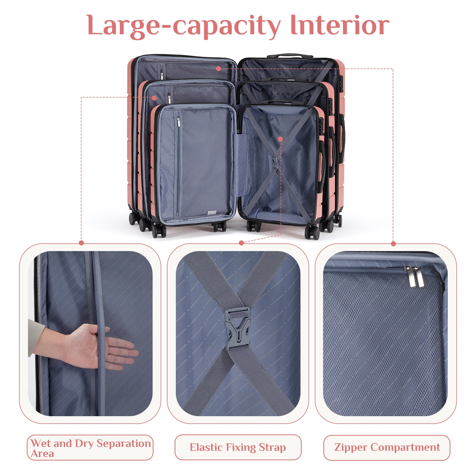 EverPick Hardside Luggage with Spinner Wheels - 28 Inch Expandable Suitcase, TSA Lock, Lightweight Hard Shell Carry On & Checked Luggage - Durable ABS/PC, 360° Silent Wheels - Pink