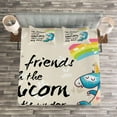 thumbnail image 3 of Ambesonne Unicorn Quilted Bedspread Set 3 Pcs, Dreamer Pony, Queen Size, Cream Blue Black, 3 of 3