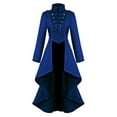 thumbnail image 2 of FAOWME Women Halloween Jacket Long Sleeve Stand Collar Button Solid Color Slim Comfortable Elegant Tailcoat For Stage Performance,Blue,Xxl, 2 of 4