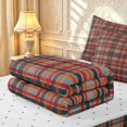 thumbnail image 6 of Manfei Classic Plaid Zipper Queen Comforter Set with Fitted Sheet and 2 Pillowcases,Vintage Check Zipper Bedding Set,Red Orange,Reversible,4pcs, 6 of 8
