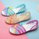 thumbnail image 1 of 2022 Summer Women's Beach Flat Sandals Colorful Open Toe Jelly Cutout Flats, 1 of 3
