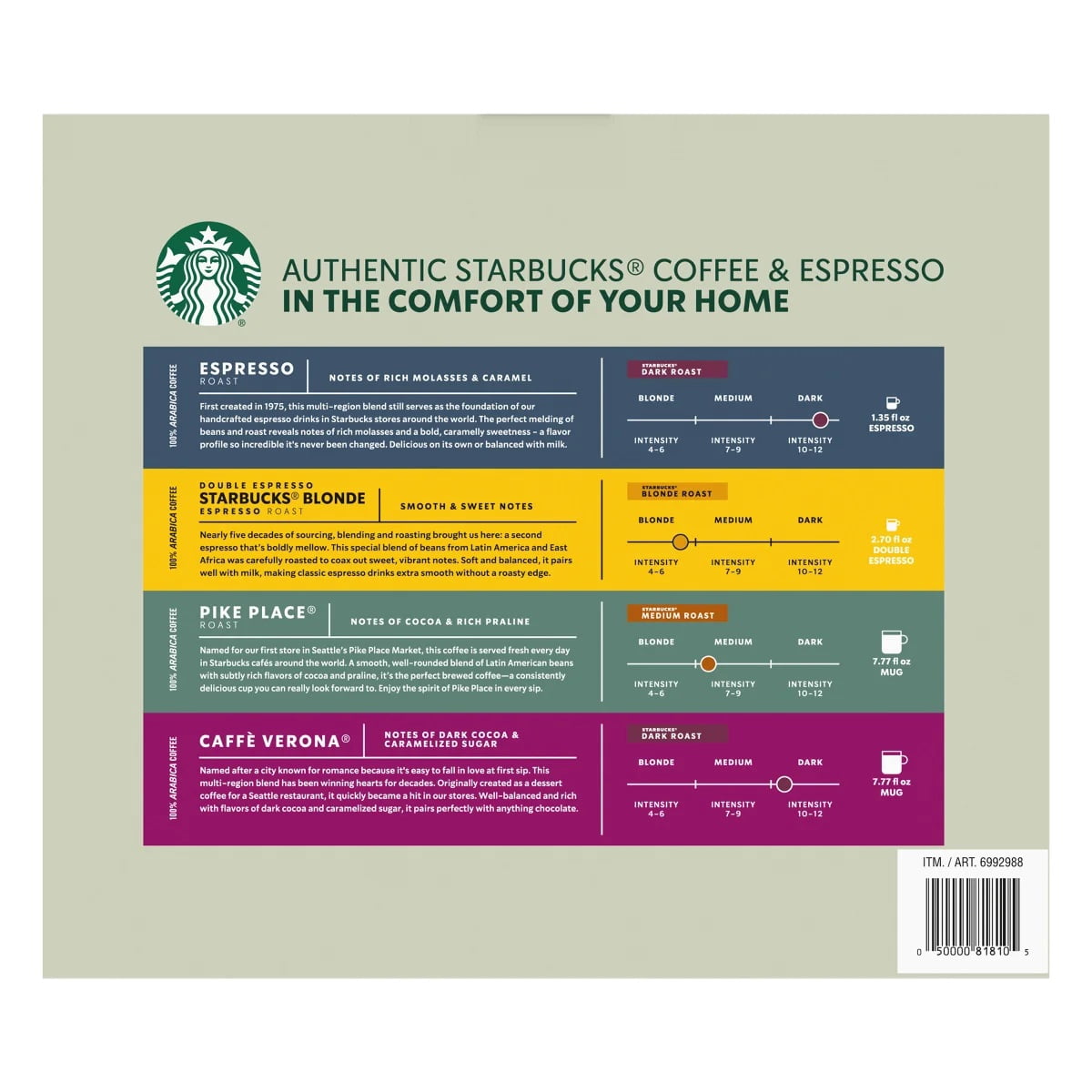 Starbucks Coffee and Espresso Capsules for Nespresso Variety Pack, 60 Count