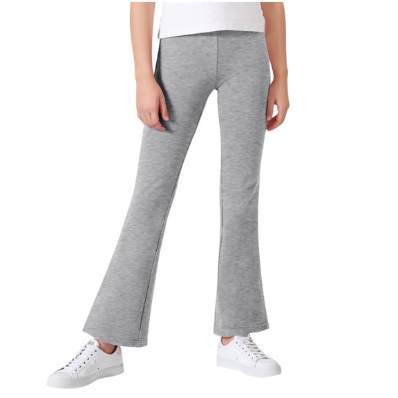 Toddler Girls Flared Leggings, Stretch Cotton Pull On Yoga Pants for Girls Solid Color Elastic Waist Workout Running Leggings