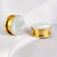 thumbnail image 2 of LADEMAYH Elegant White Pearl Ear Plugs Tunnels Gauges, Classy Surgical 316L Stainless Steel Ear Expanders for Stretched Ears, Hypoallergenic Body Jewelry for Men & Women (2pcs Gold, 19mm=3/4"), 2 of 4