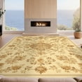 thumbnail image 2 of Design&I 4'x6' Washable Area Rug Snag-Free Skid-Resistant Medium Vintage Distressed Tan Motif Scattered Botanical Large Fuzzy for Home Office, Under Desk, 2 of 7
