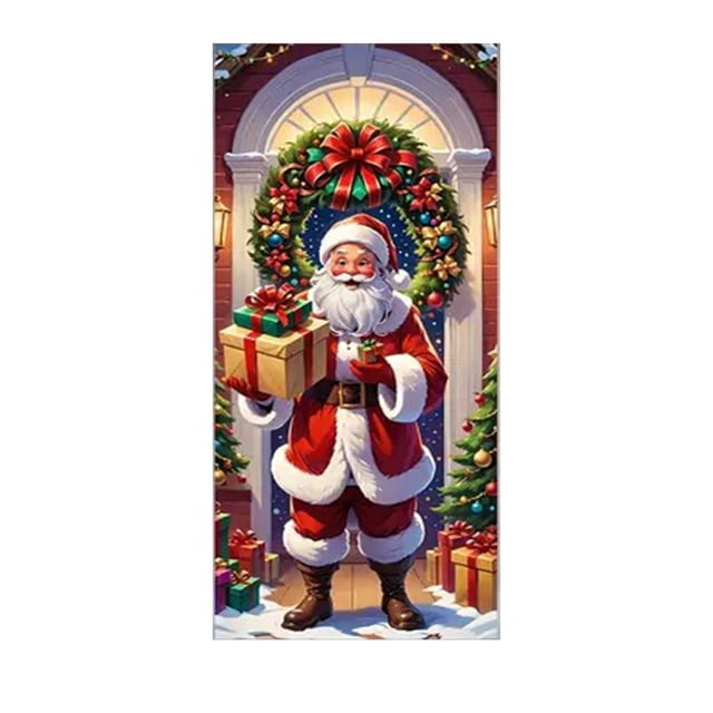 Décorations de Porte de Noël Rideau de Porte Père Noël Décoration de Fête de Vacances Rideau de Porte Rideau de Porte Décoration de Fête de Noël