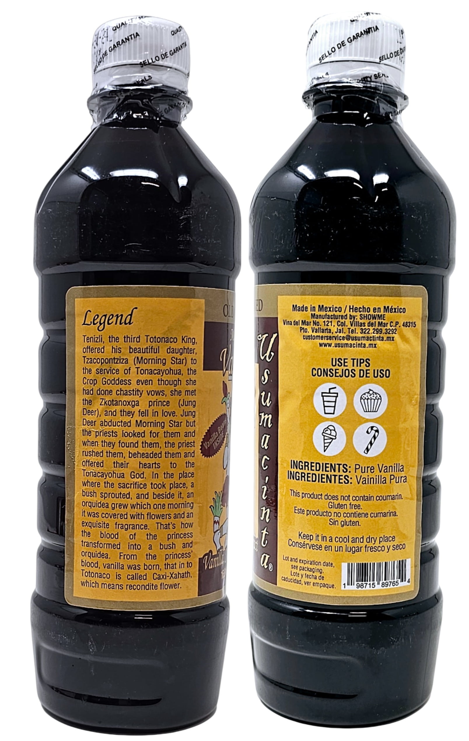 Usumacinta Pure Amber Mexican Vanilla Extract, 16.9oz, Made in Jalisco Mexico