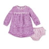 Ly26636 -Burt's Bee Baby Secret Garden Organic Baby Dress & Diaper Cover Set Size 3-6 Months | Cotton