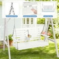 thumbnail image 5 of KINGYES Outdoor Hanging Swing Set -HDPE 3 Seat Hanging Porch Swing with Cup Holders, White, 5 of 9