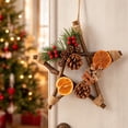 thumbnail image 6 of MMJ Christmas Decor Rattan Wreath with Dried Orange Pinecones Berries, Five-Pointed Star Hanging for Door Wall Christmas Decor 9.84x9.84in, 6 of 7