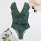 thumbnail image 2 of Gibobby Traje de baño completo mujer Traje de baño sólido hasta vendaje traje de baño ropa de playa Pad mujeres Push Bikini trajes de baño de una pieza(Verde,G), 2 of 4