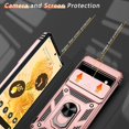 thumbnail image 4 of for Google Pixel 6 Pro Case with HD Screen Protector, Build in 360° Rotating Ring Kickstand [Military Grade] Protective Case for Pixel 6 Pro Case,Rose Gold, 4 of 13